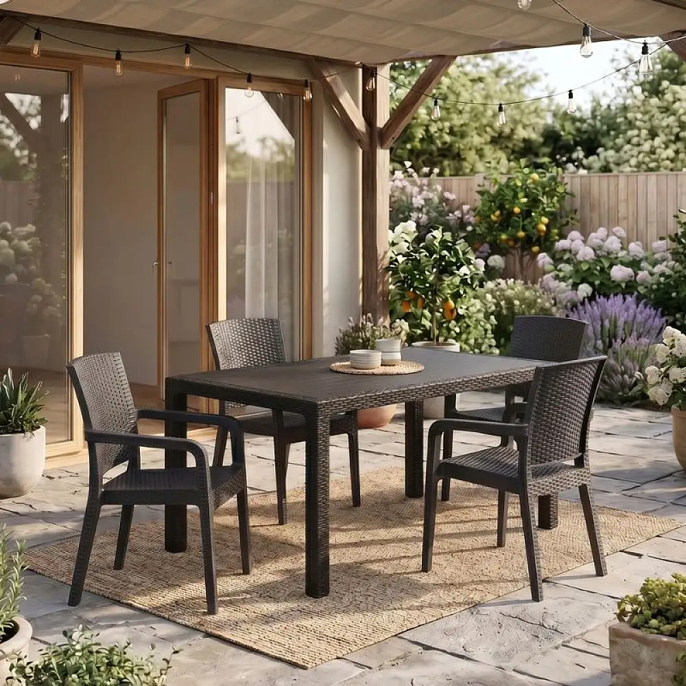 Τραπέζι πολυπροπυλενίου Kalan Megapap χρώμα καφέ 150x90x75εκ. | GP046-0013,1