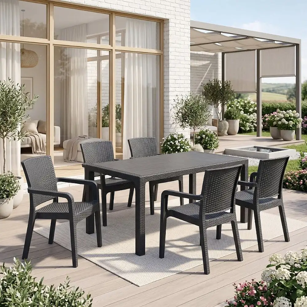 Τραπέζι πολυπροπυλενίου Kalan Megapap χρώμα ανθρακί 150x90x75εκ. | GP046-0013,2