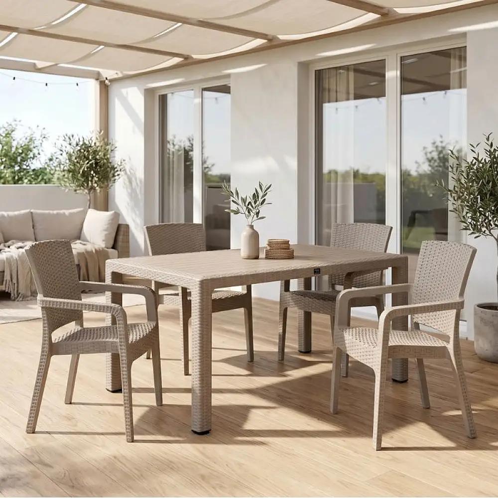 Τραπέζι πολυπροπυλενίου Kalan Megapap χρώμα cappuccino 150x90x75εκ. | GP046-0013,3