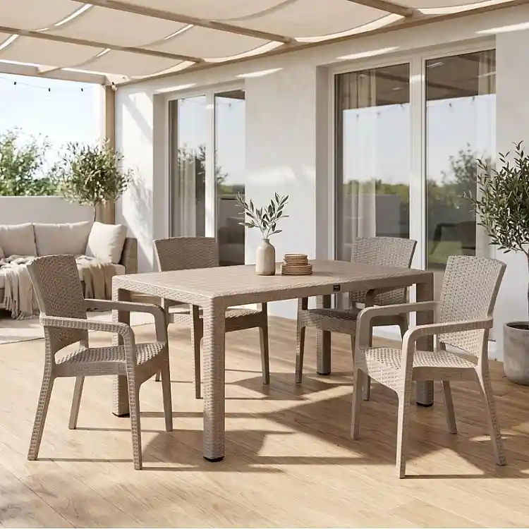 Τραπέζι πολυπροπυλενίου Kalan Megapap χρώμα cappuccino 150x90x75εκ. | GP046-0013,3