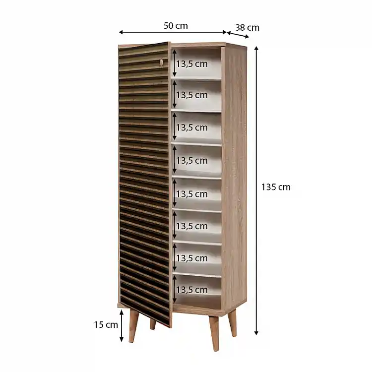 Παπουτσοθήκη - Ντουλάπι Soho Megapap χρώμα sonoma 50x38x135εκ. | GP052-0001,2
