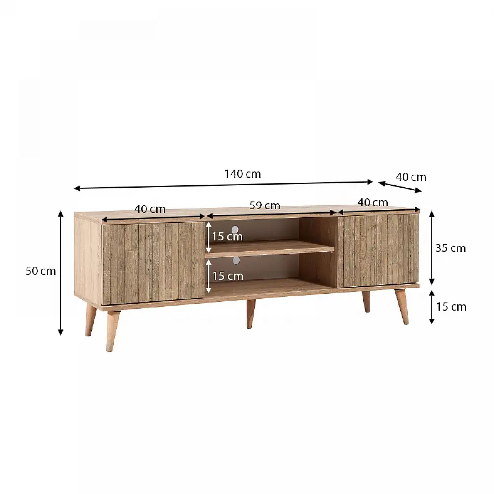 Έπιπλο τηλεόρασης Soho Megapap χρώμα sonoma 140x40x50 εκ. | GP052-0002,3