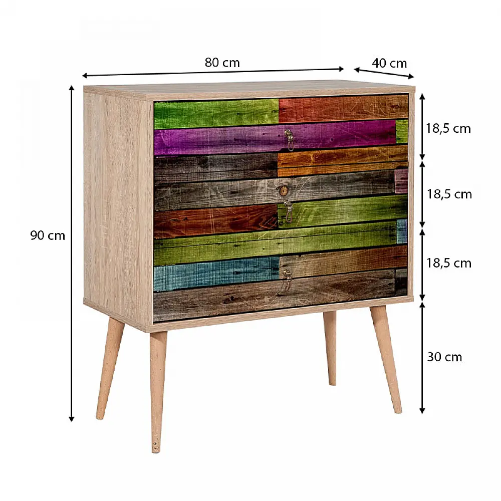 Συρταρτιέρα Soho Megapap από μελαμίνη χρώμα sonoma 80x40x90εκ. - GP052-0003,1