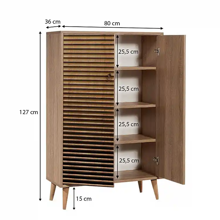 Παπουτσοθήκη - Ντουλάπι Soho Megapap χρώμα sonoma 80x36x127εκ. | GP052-0004,2