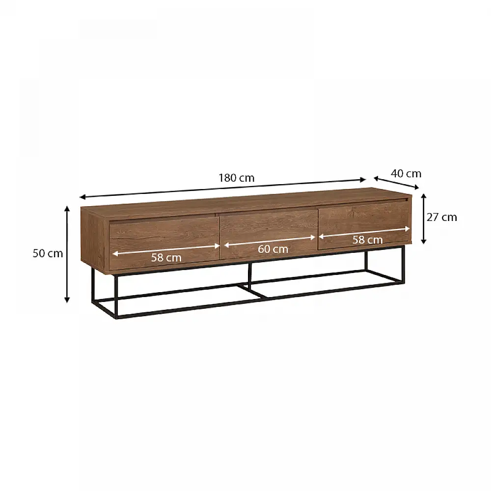 Έπιπλο τηλεόρασης Amedeo Megapap χρώμα καρυδί 180x40x50εκ. | GP052-0016,1