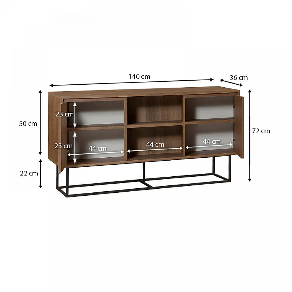 Μπουφές Amedeo Megapap από μελαμίνη χρώμα καρυδί 140x36x72εκ. Μπουφές Amedeo Megapap από μελαμίνη χρώμα καρυδί 140x36x72εκ.