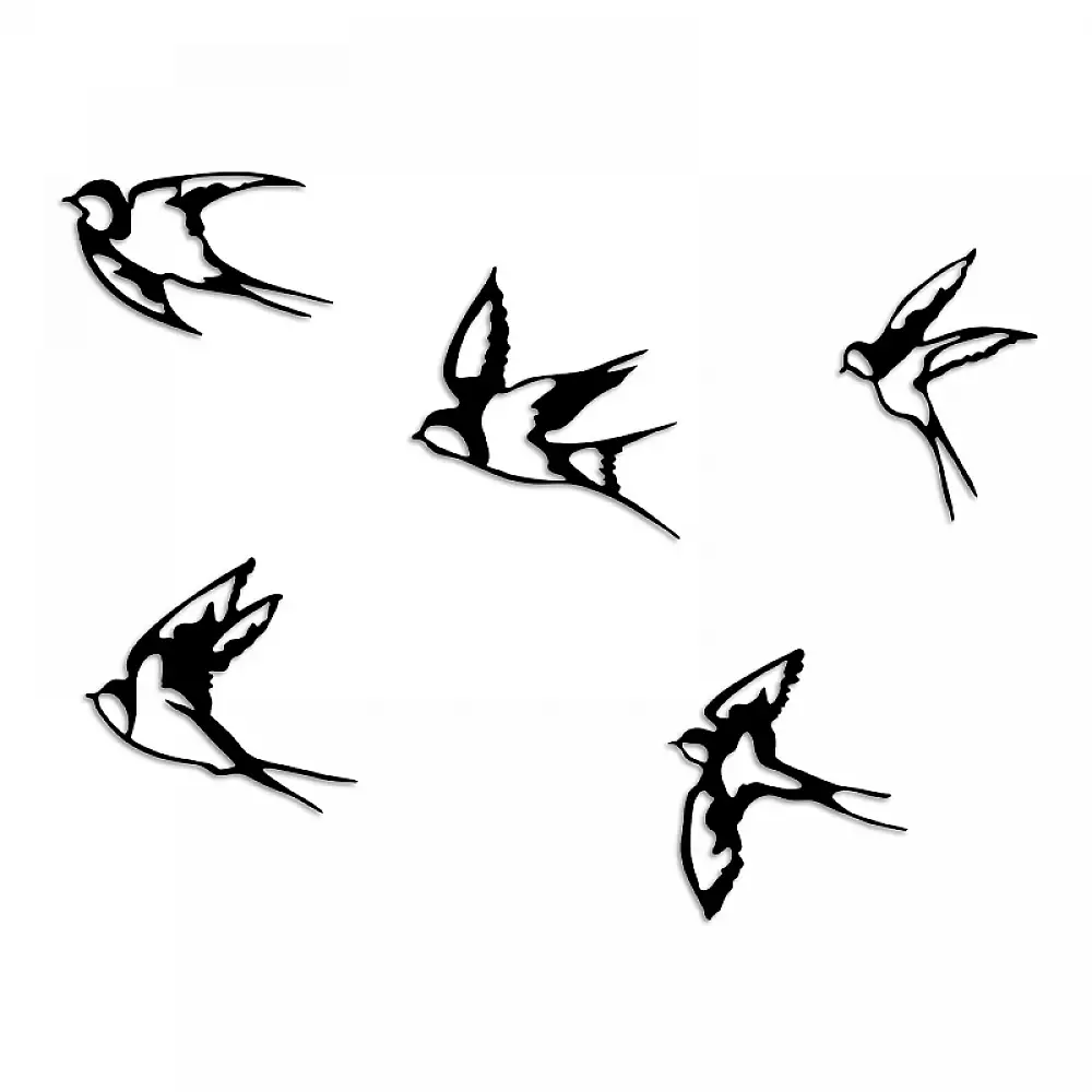 Διακοσμητικό τοίχου Swallows Megapap 5 τμχ μεταλλικό χρώμα μαύρο 19x19εκ. | GP052-0091