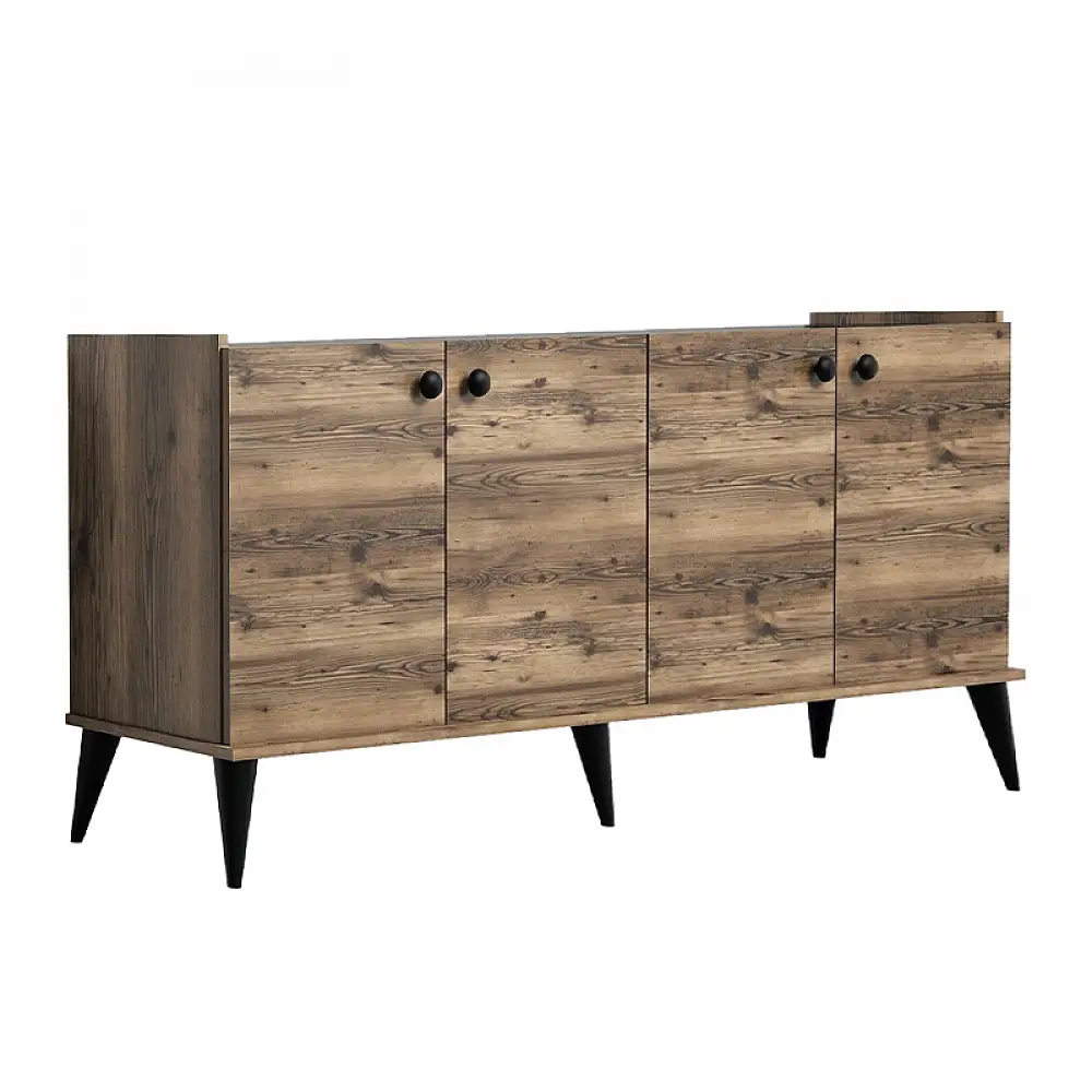 Μπουφές Lidya Megapap χρώμα καρυδί - μαύρο εφέ μαρμάρου 182x41x82,5εκ. | GP052-0115,1