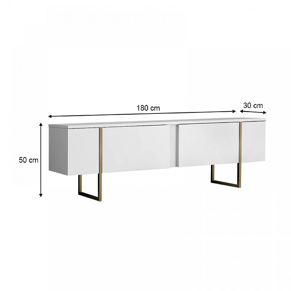 Έπιπλο τηλεόρασης Luxe Megapap χρώμα λευκό - χρυσό 180x30x50εκ. Έπιπλο τηλεόρασης Luxe Megapap χρώμα λευκό - χρυσό 180x30x50εκ.