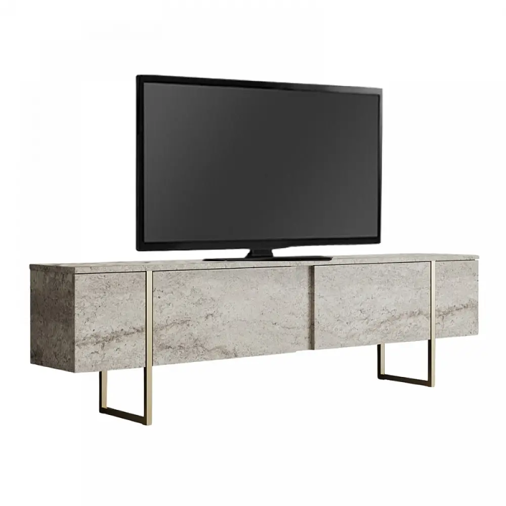 Έπιπλο τηλεόρασης Luxe Megapap χρώμα travertine - χρυσό 180x30x50εκ. Έπιπλο τηλεόρασης Luxe Megapap χρώμα travertine - χρυσό 180x30x50εκ.