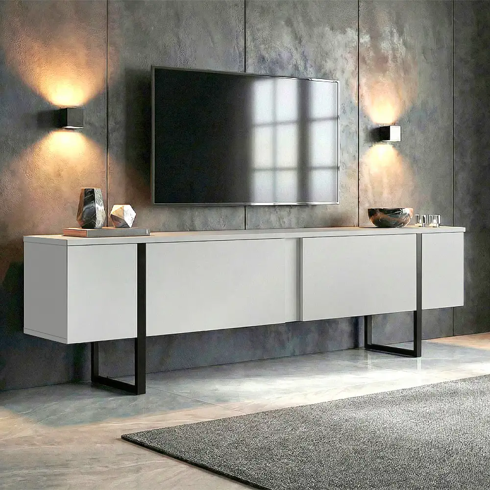 Έπιπλο τηλεόρασης Luxe Megapap χρώμα λευκό - μαύρο 180x30x50εκ. | GP052-0117,7