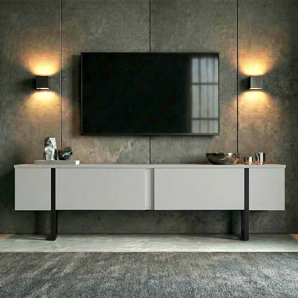 Έπιπλο τηλεόρασης Luxe Megapap χρώμα λευκό - μαύρο 180x30x50εκ. | GP052-0117,7