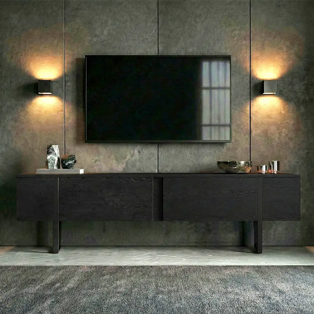 Έπιπλο τηλεόρασης Luxe Megapap χρώμα black wood 180x30x50εκ. | GP052-0117,8