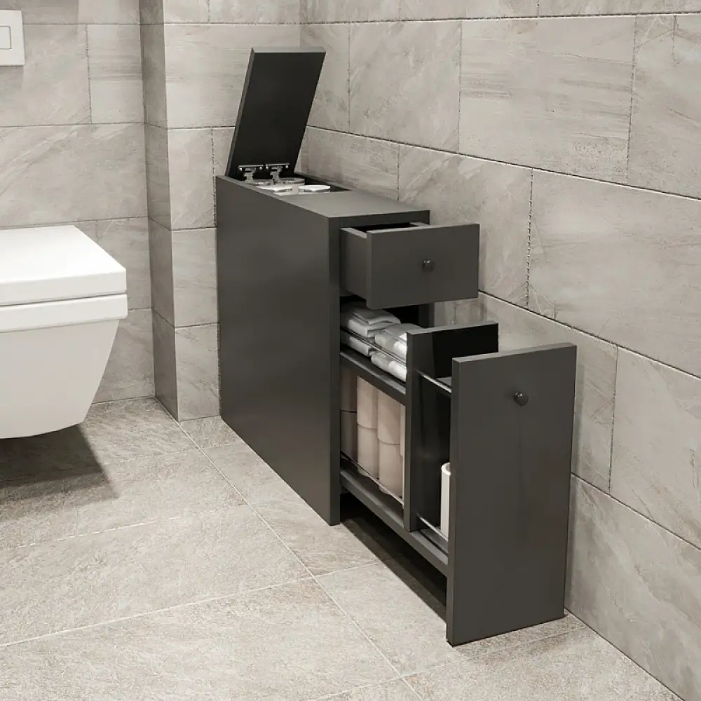 Ντουλάπι μπάνιου Calencia Megapap χρώμα ανθρακί 20x60x55εκ. | GP052-0122,1