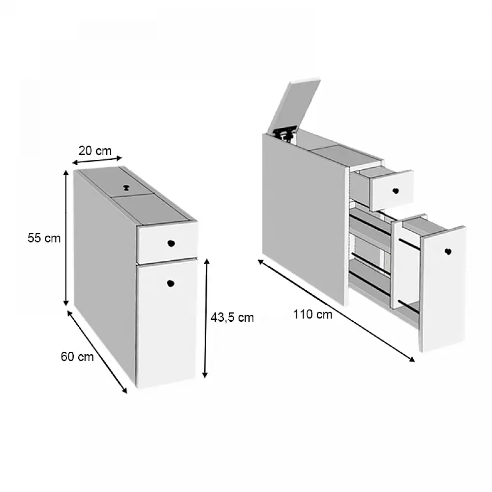 Ντουλάπι μπάνιου Calencia Megapap χρώμα φυσικό οξιάς 20x60x55εκ. | GP052-0122,2