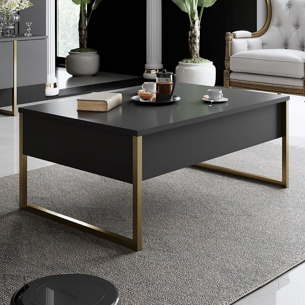 Τραπεζάκι σαλονιού Luxe Megapap χρώμα ανθρακί - χρυσό 90x60x40εκ. Τραπεζάκι σαλονιού Luxe Megapap χρώμα ανθρακί - χρυσό 90x60x40εκ.