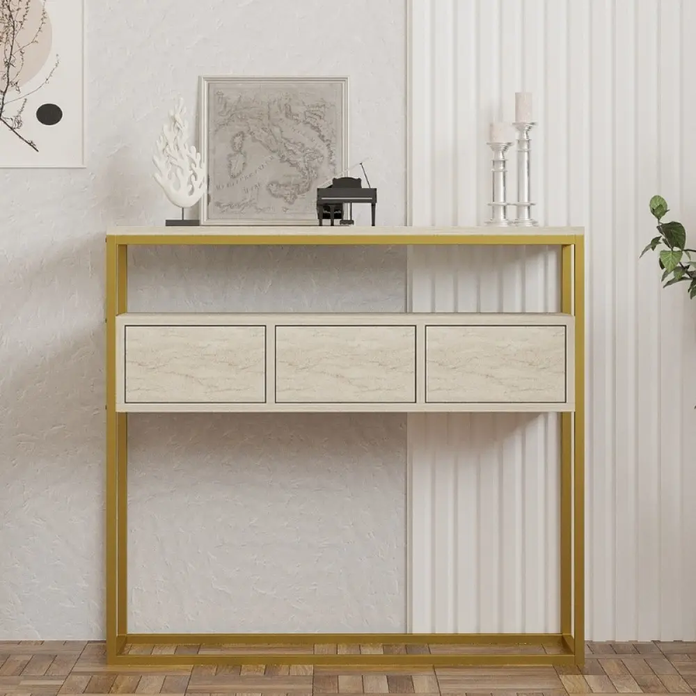 Κονσόλα Guarda Megapap χρώμα μπεζ travertine - χρυσό 100x29x90εκ. Κονσόλα Guarda Megapap χρώμα μπεζ travertine - χρυσό 100x29x90εκ.