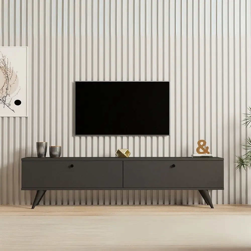 Έπιπλο τηλεόρασης Paris Megapap χρώμα ανθρακί 160x25x35εκ. - GP052-0135,1