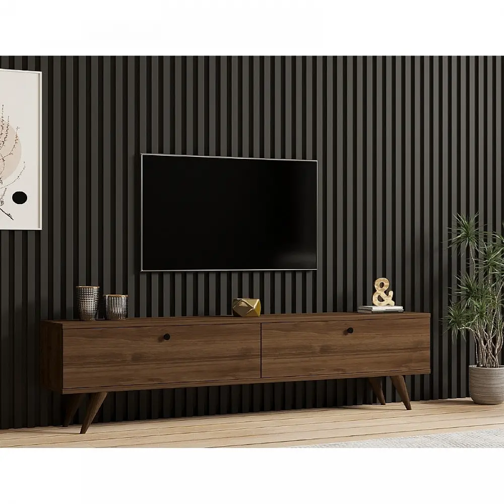 Έπιπλο τηλεόρασης Paris Megapap χρώμα καρυδί 160x25x35εκ. Έπιπλο τηλεόρασης Paris Megapap χρώμα καρυδί 160x25x35εκ.