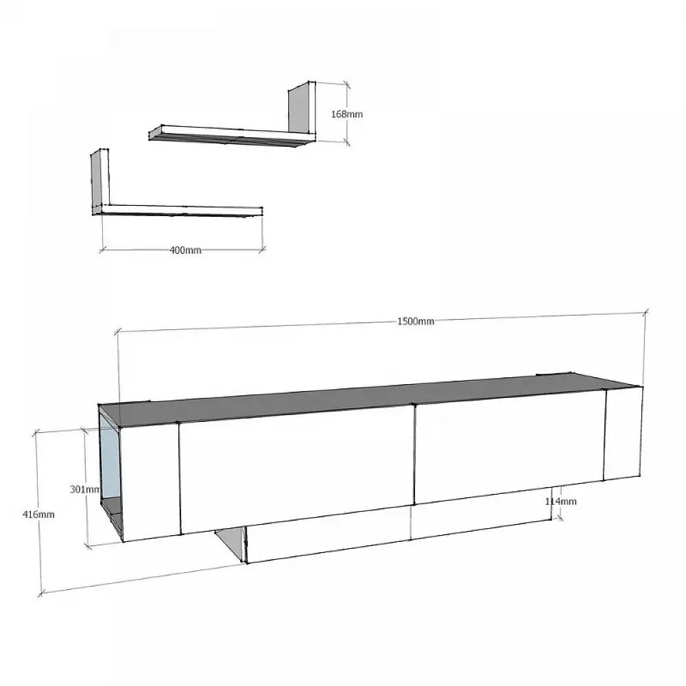 Έπιπλο τηλεόρασης Matera Megapap χρώμα λευκό 150x31,5x41,6εκ. | GP052-0136,1