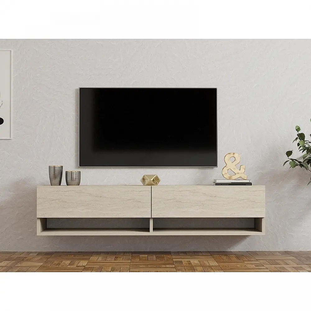 Έπιπλο τηλεόρασης επιτοίχιο Arges Megapap χρώμα travertine 140x29,6x30εκ. - GP052-0141,1