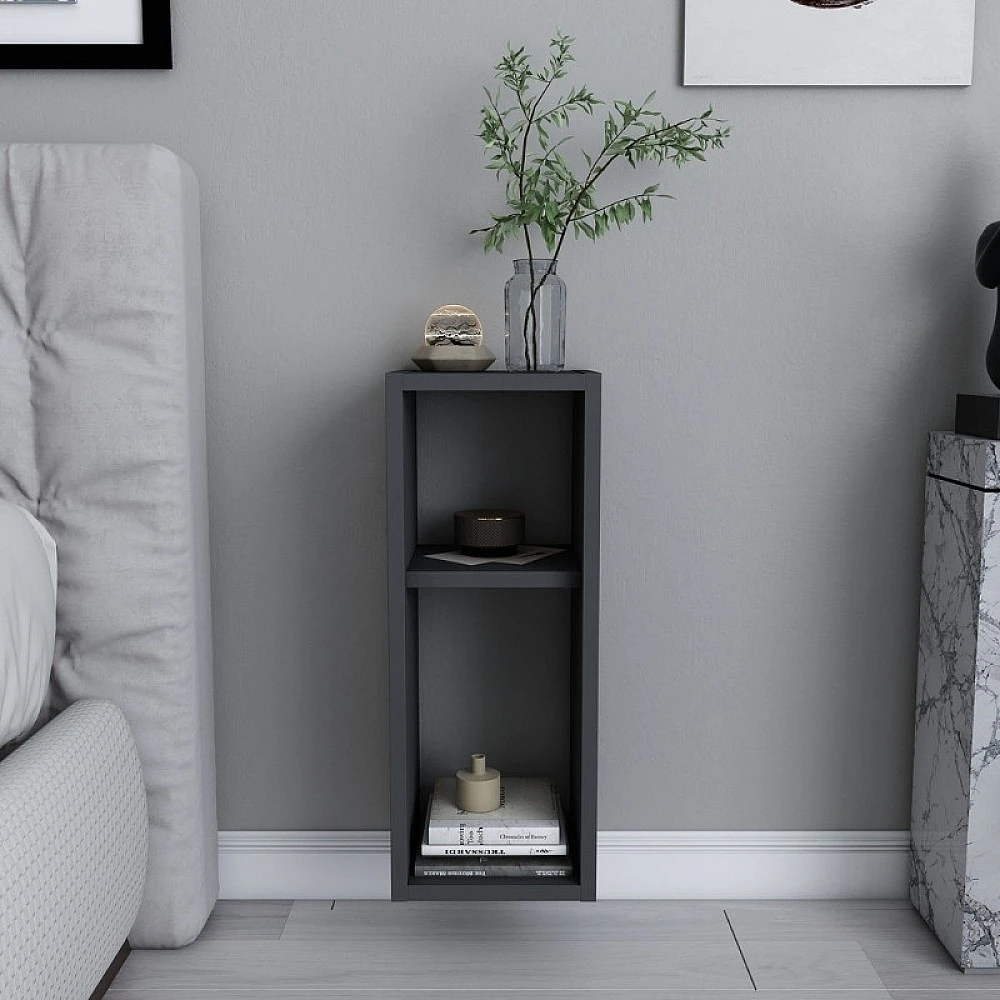 Κομοδίνο επιτοίχιο Sault Megapap χρώμα ανθρακί 23,2x22x59,6εκ. Κομοδίνο επιτοίχιο Sault Megapap χρώμα ανθρακί 23,2x22x59,6εκ.