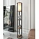 Φωτιστικό δαπέδου Nova Megapap MDF - PVC ύφασμα χρώμα καρυδί - μαύρο 24x25x150εκ.