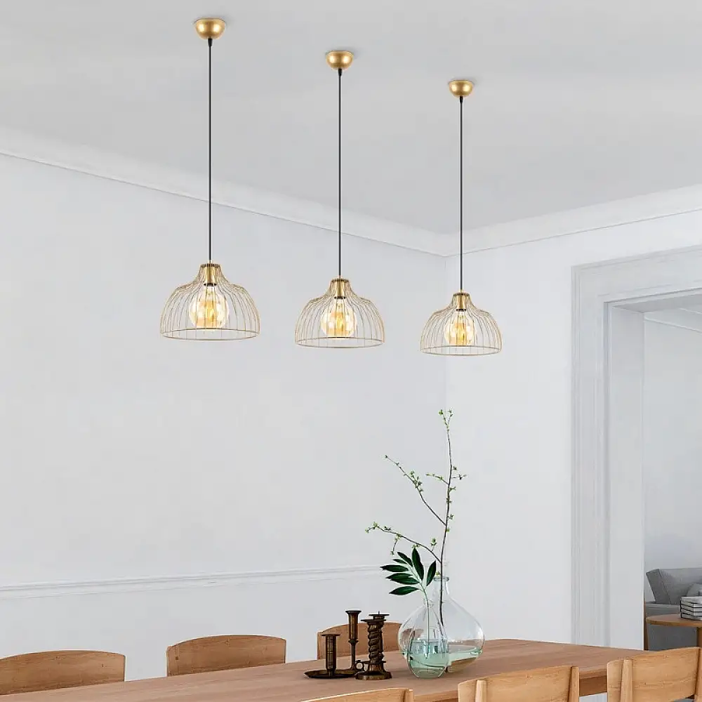 Φωτιστικό οροφής Treiso Megapap E27 μεταλλικό μονόφωτο χρώμα χρυσό Ø28x126εκ. | GP052-0187,1