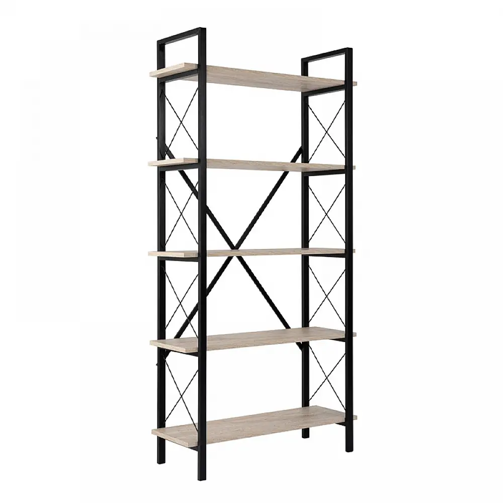 Βιβλιοθήκη Elysian Megapap χρώμα travertine - μαύρο 90x33,5x180εκ. | GP052-0219,1