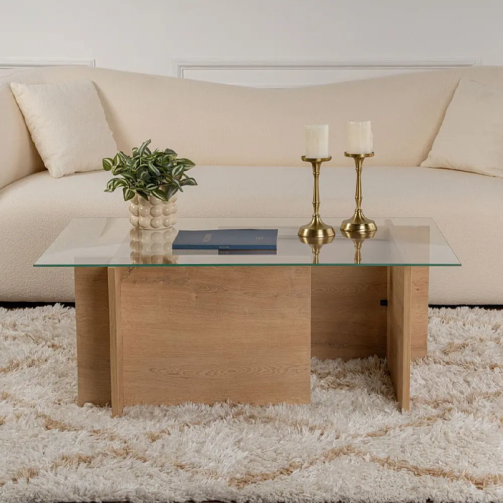 Τραπεζάκι σαλονιού Vetrino Megapap γυάλινο χρώμα honey oak 105x65x40εκ. - GP052-0221,1 Τραπεζάκι σαλονιού Vetrino Megapap γυάλινο χρώμα honey oak 105x65x40εκ. - GP052-0221,1