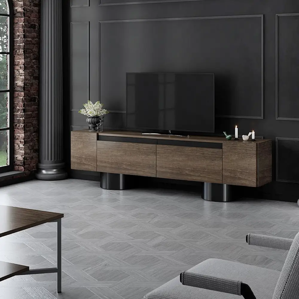Έπιπλο τηλεόρασης Haven Megapap χρώμα καρυδί 180x30x50εκ. | GP052-0222,3