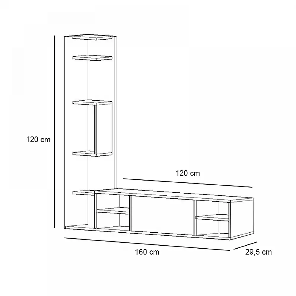 Έπιπλο τηλεόρασης Pera Megapap χρώμα λευκό 160x29,5x120εκ. | GP052-0225,1