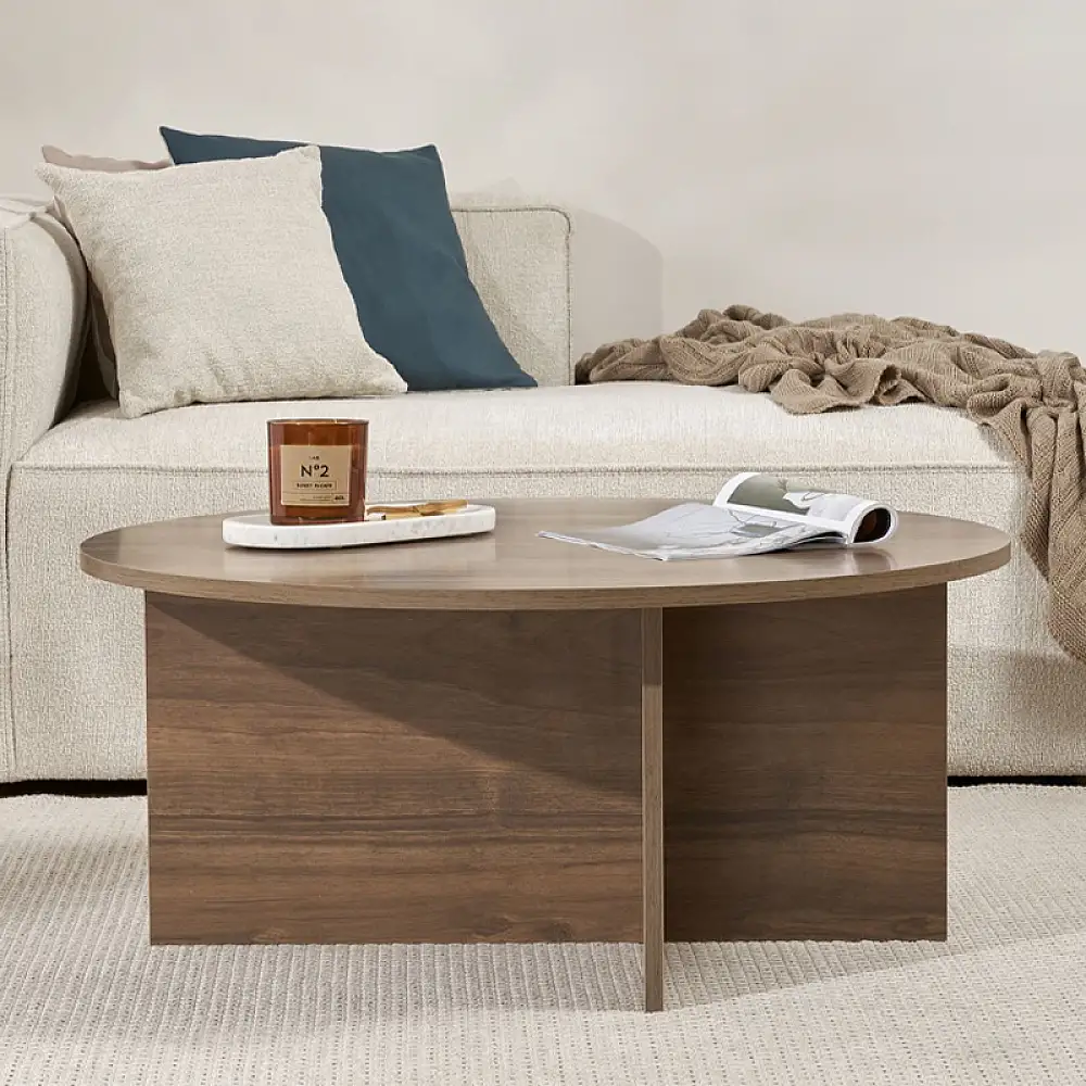 Τραπεζάκι σαλονιού Soleil Megapap χρώμα καρυδί Ø90x40εκ. | GP052-0231,2