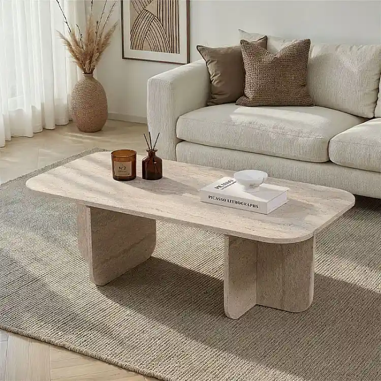Τραπεζάκι σαλονιού Becaj Megapap χρώμα travertine 120x60x41,4εκ. | GP052-0232,5