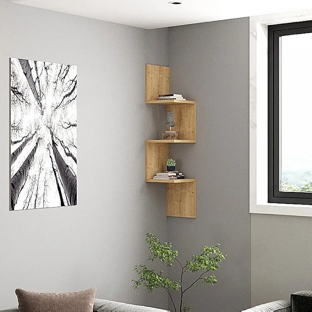 Ραφιέρα τοίχου Zikzak Megapap χρώμα sapphire oak 25x25x105,4εκ. | GP052-0236,2