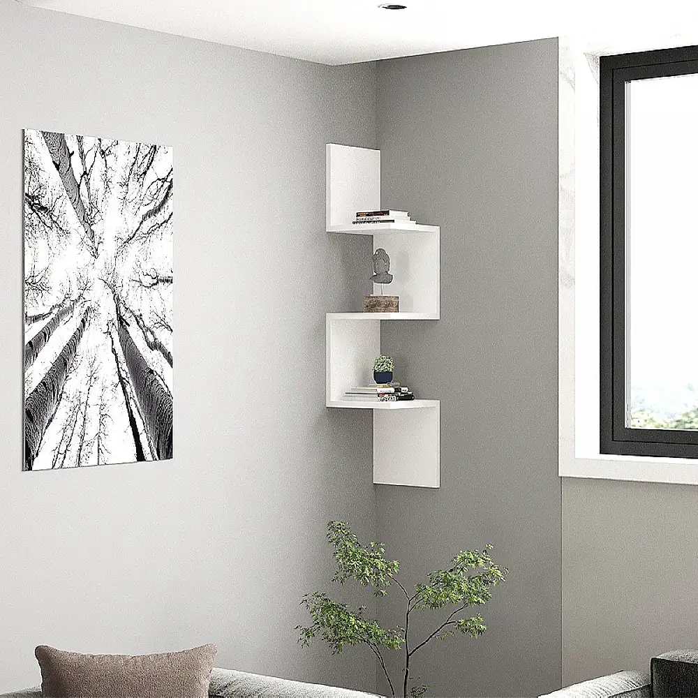 Ραφιέρα τοίχου Zikzak Megapap χρώμα λευκό 25x25x105,4εκ. | GP052-0236,3