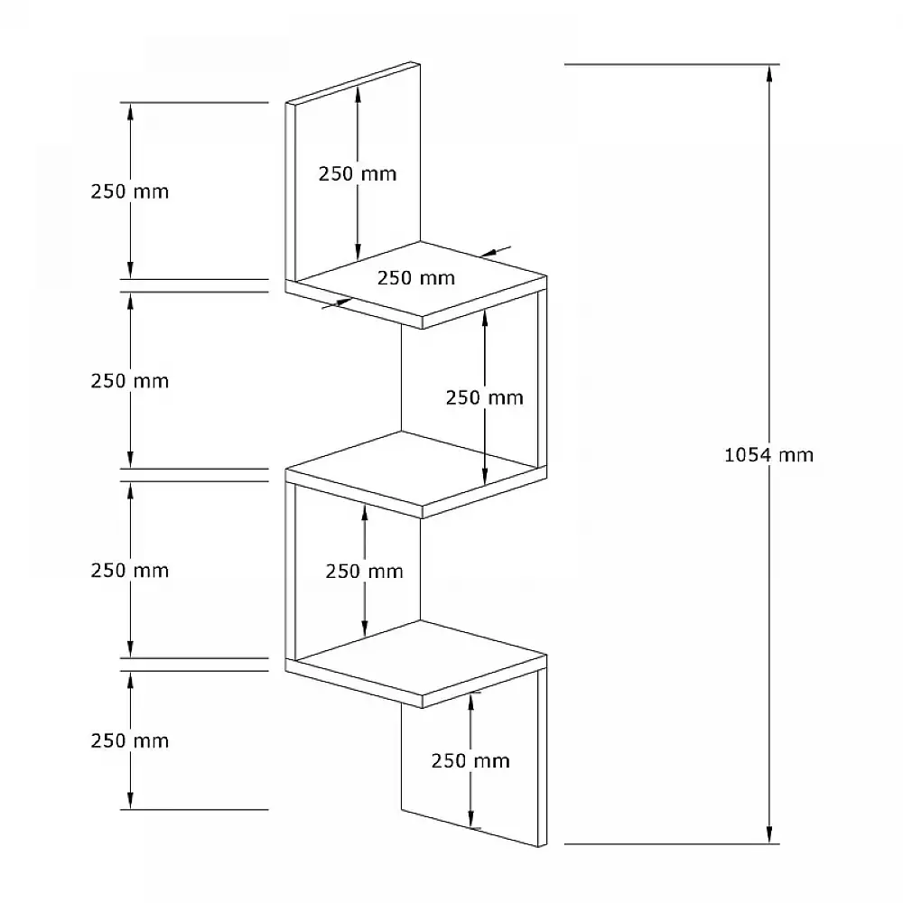 Ραφιέρα τοίχου Zikzak Megapap χρώμα λευκό 25x25x105,4εκ. | GP052-0236,3