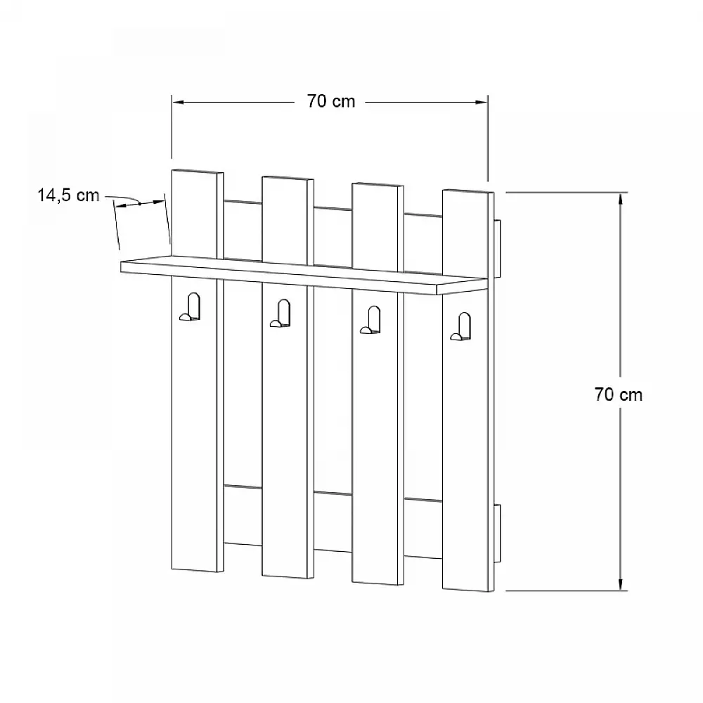 Κρεμάστρα τοίχου Carina Megapap χρώμα λευκό 70x18x70εκ. | GP052-0238,3