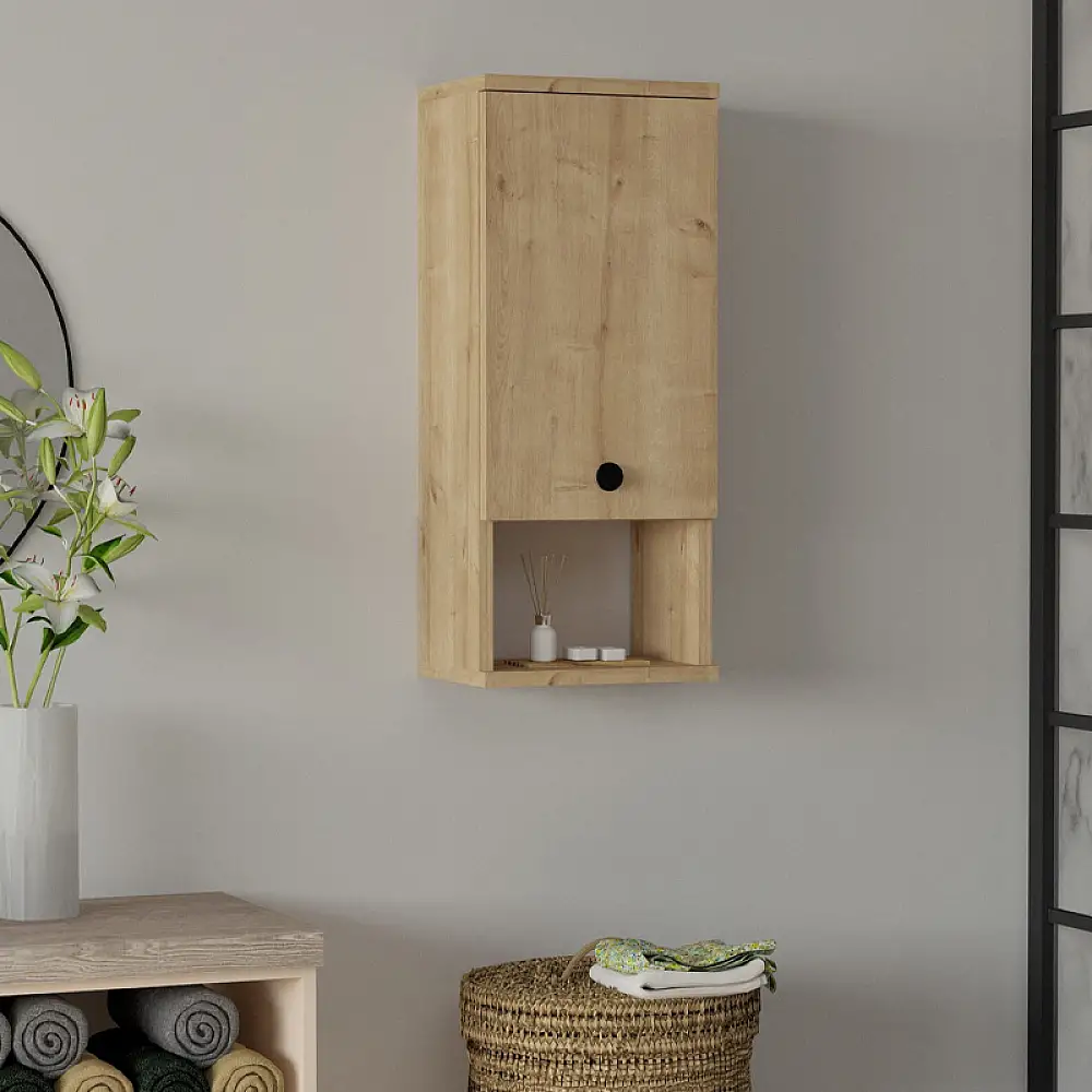 Ντουλάπι μπάνιου επιτοίχιο Mis Megapap χρώμα sapphire oak 30x21,8x71εκ. | GP052-0239,1