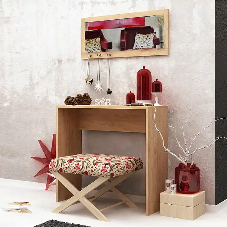 Κονσόλα με καθρέπτη Cosenza Megapap χρώμα oak 80x30x82εκ. | GP052-0241,1
