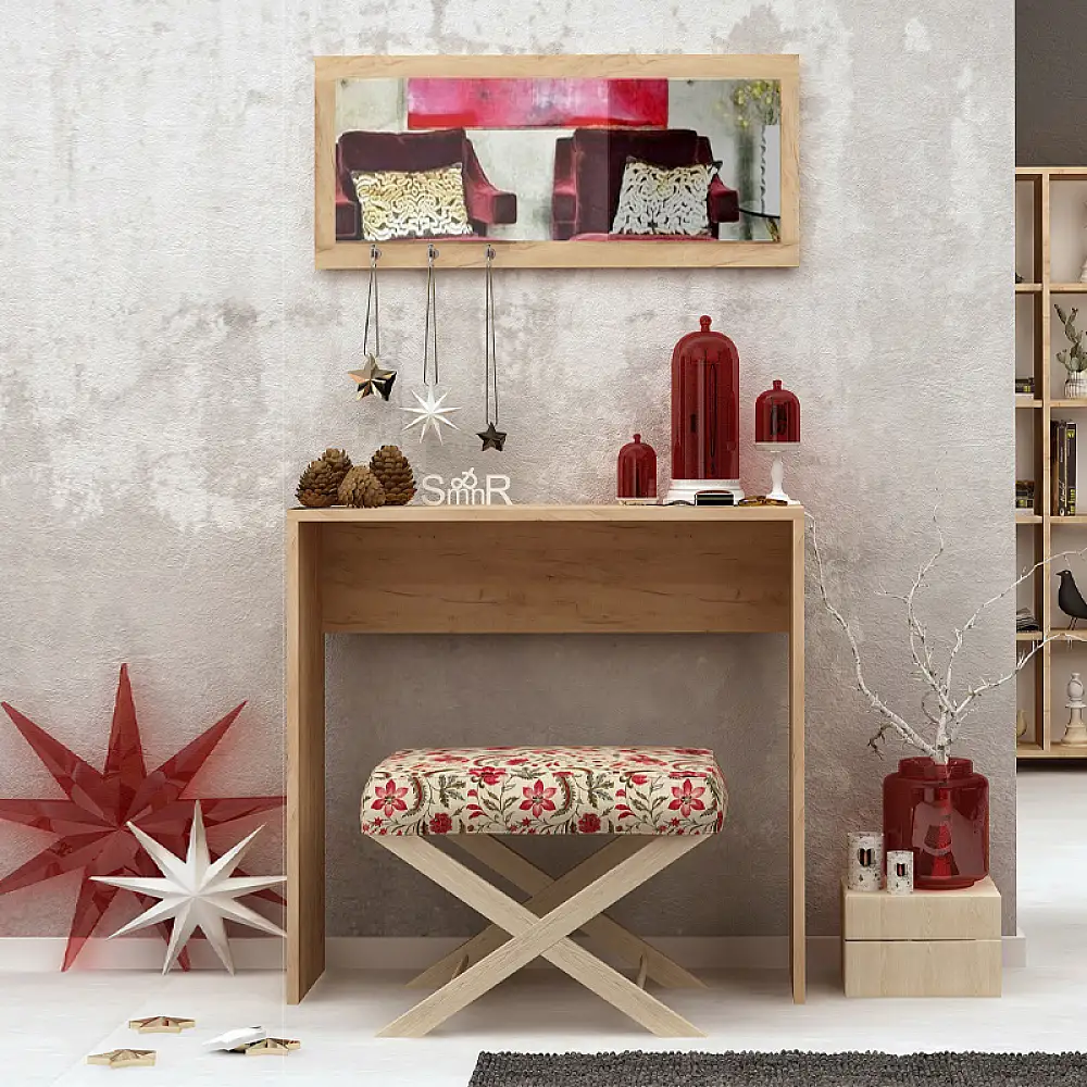 Κονσόλα με καθρέπτη Cosenza Megapap χρώμα oak 80x30x82εκ. | GP052-0241,1