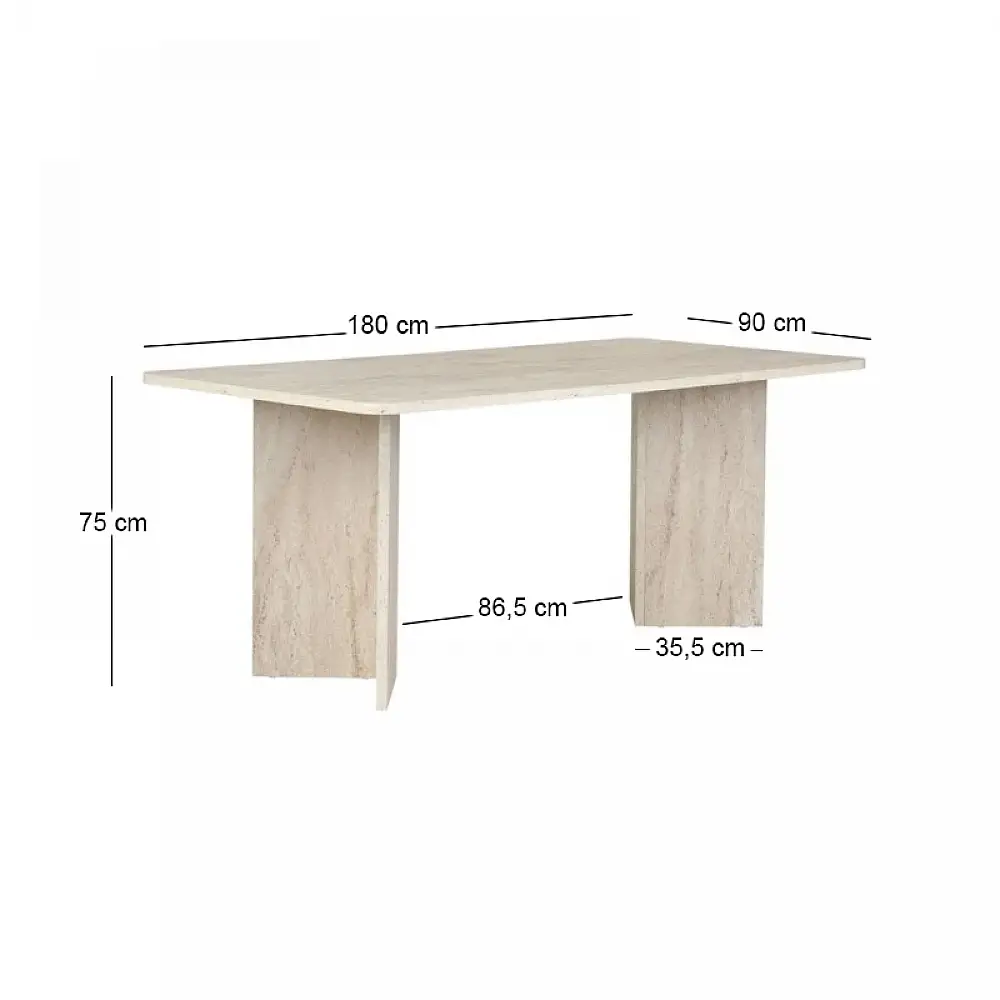 Τραπέζι Linza Megapap χρώμα travertine 180x90x75εκ. | GP052-0243,3