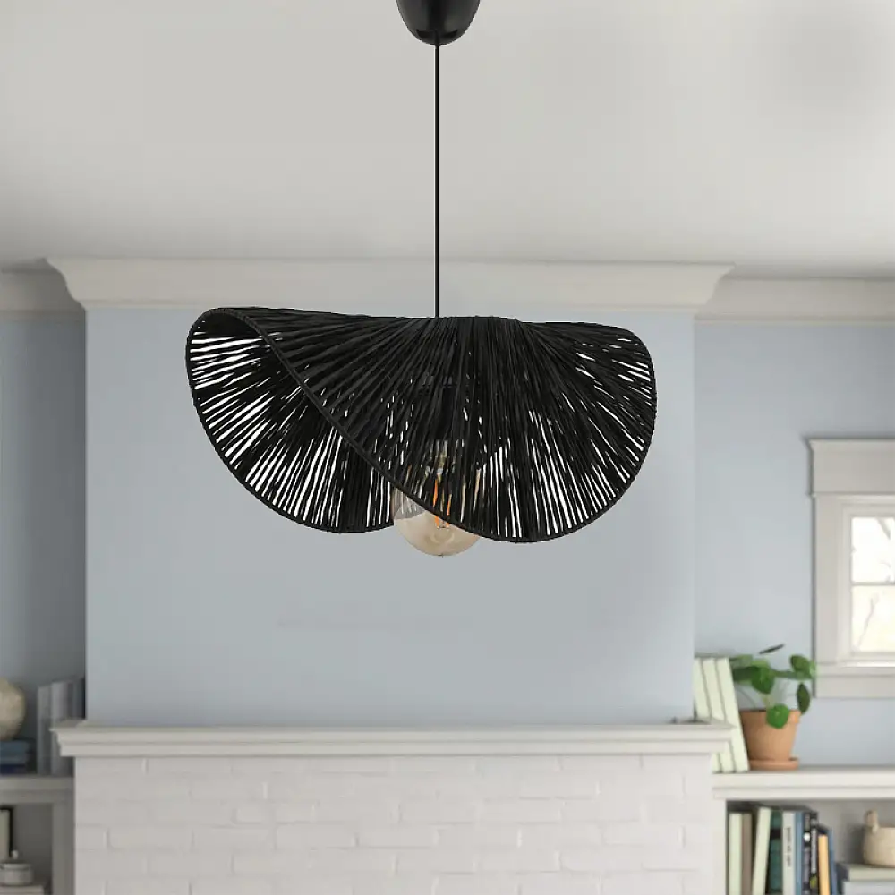 Φωτιστικό οροφής Taco Megapap E27 γιούτα μονόφωτο χρώμα μαύρο 51x36x55εκ. | GP052-0244,1