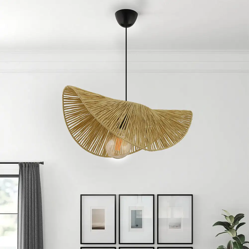 Φωτιστικό οροφής Taco Megapap E27 γιούτα μονόφωτο χρώμα camel 51x36x55εκ. | GP052-0244,2