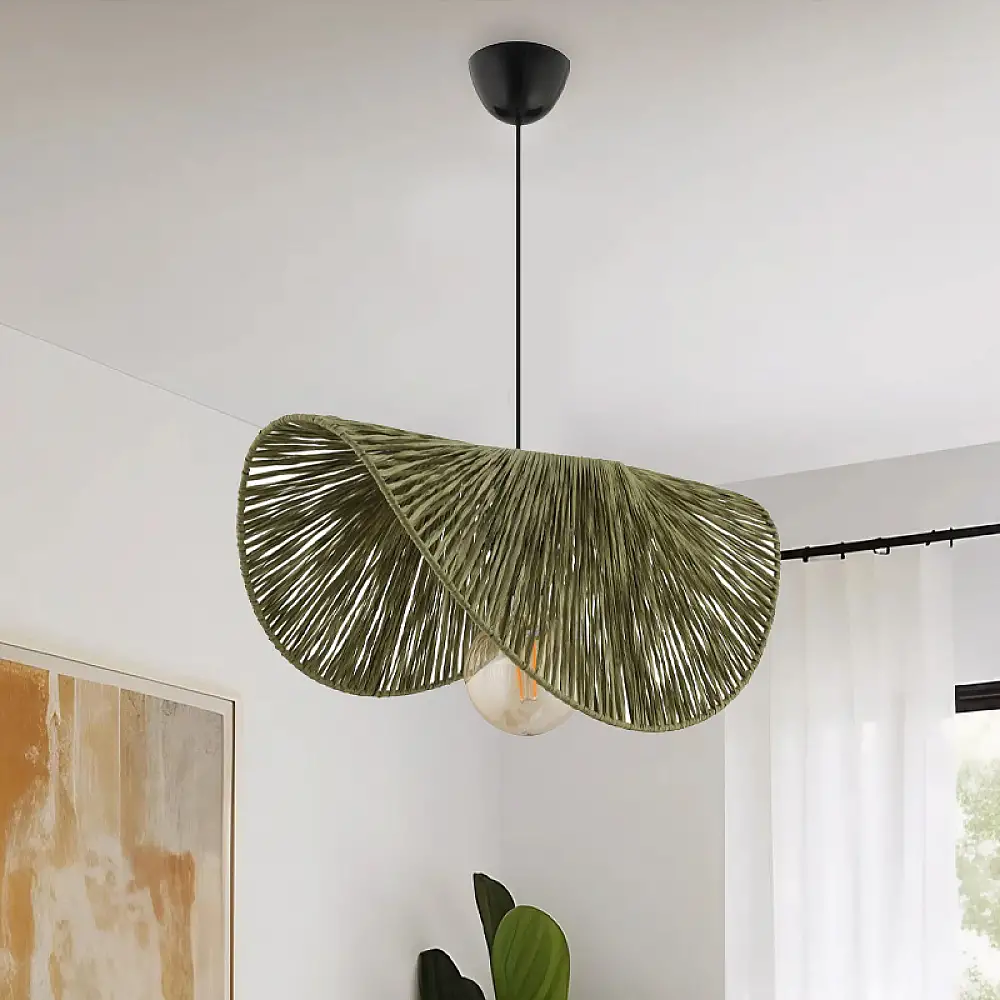 Φωτιστικό οροφής Taco Megapap E27 γιούτα μονόφωτο χρώμα πράσινο 51x36x55εκ. | GP052-0244,3