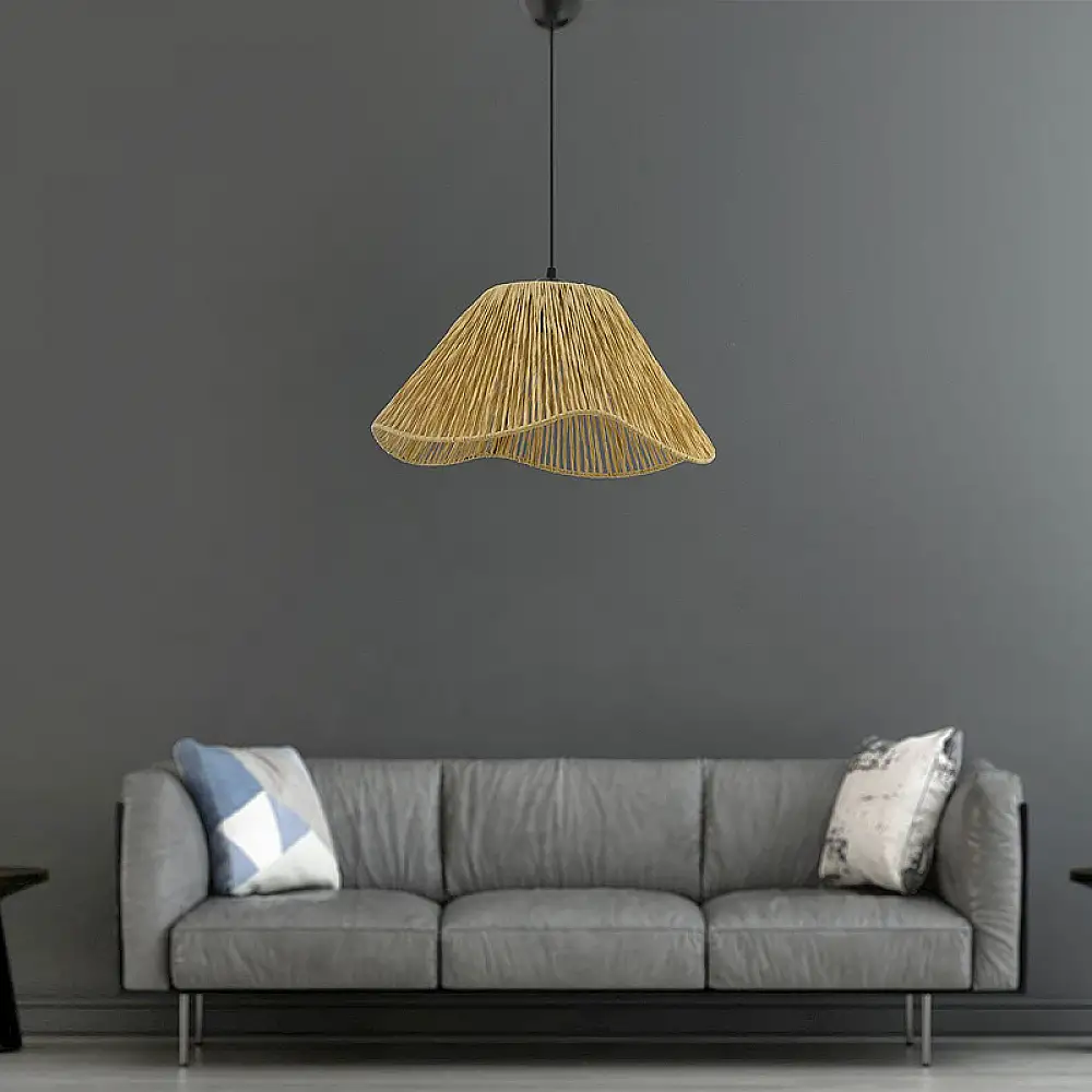 Φωτιστικό οροφής Sukne Megapap E27 γιούτα μονόφωτο χρώμα camel Ø35x60εκ. | GP052-0245,1