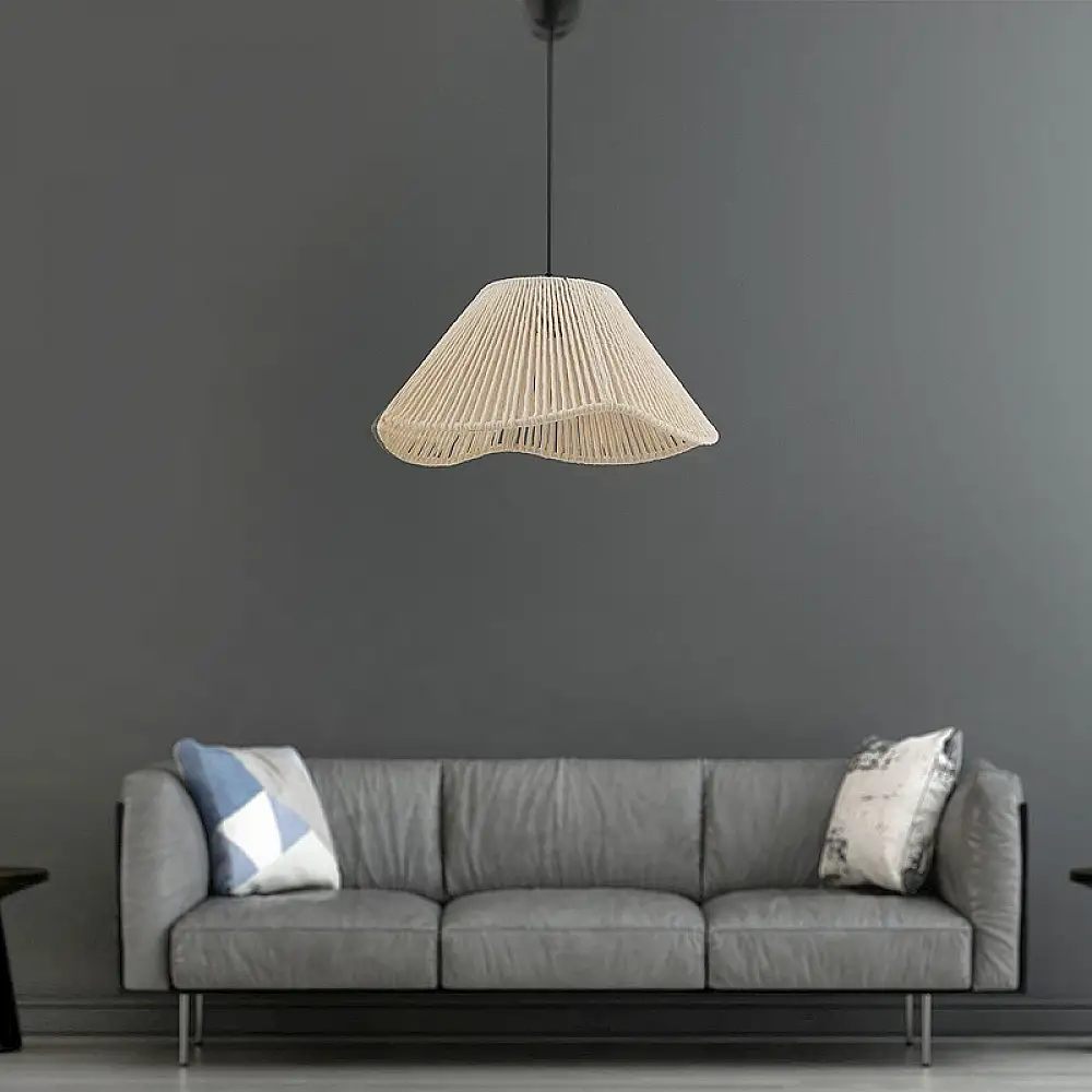 Φωτιστικό οροφής Sukne Megapap E27 από σχοινί μονόφωτο χρώμα εκρού Ø35x60εκ. | GP052-0245,2