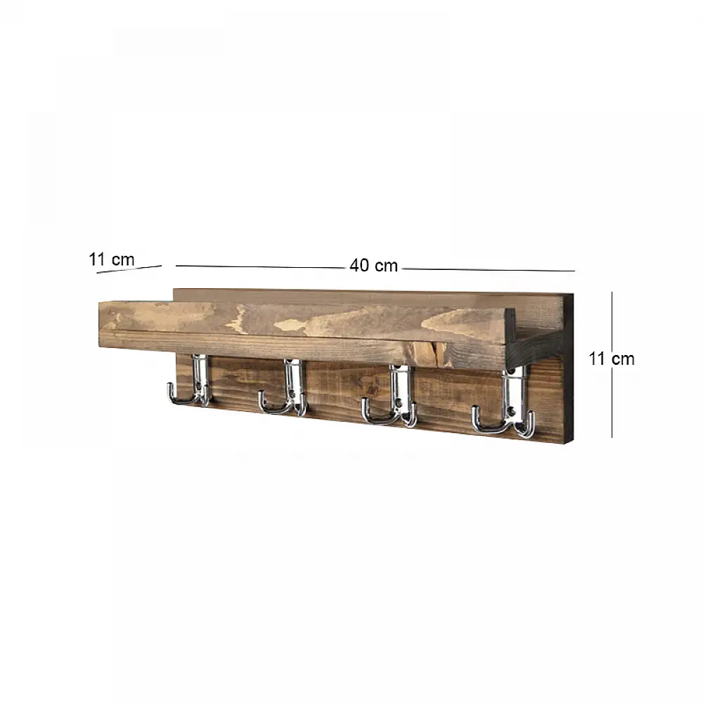 Κρεμάστρα τοίχου Aos Megapap ξύλινη χρώμα καρυδί 40x11x11εκ. | GP052-0272,1
