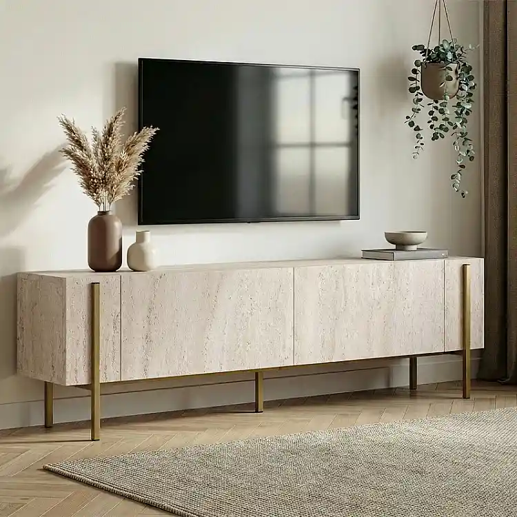 Έπιπλο τηλεόρασης Nexus Megapap χρώμα travertine - χρυσό 180x30x45,5εκ. | GP052-0274,2