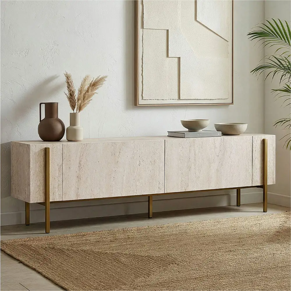 Έπιπλο τηλεόρασης Nexus Megapap χρώμα travertine - χρυσό 180x30x45,5εκ. | GP052-0274,2